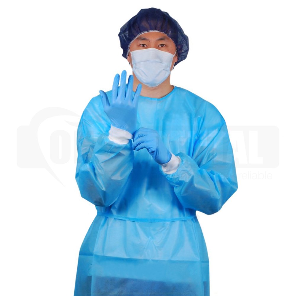 Gown LEVEL 2 Blue Impervious, back ties & Soft cuffs (50 Gowns)