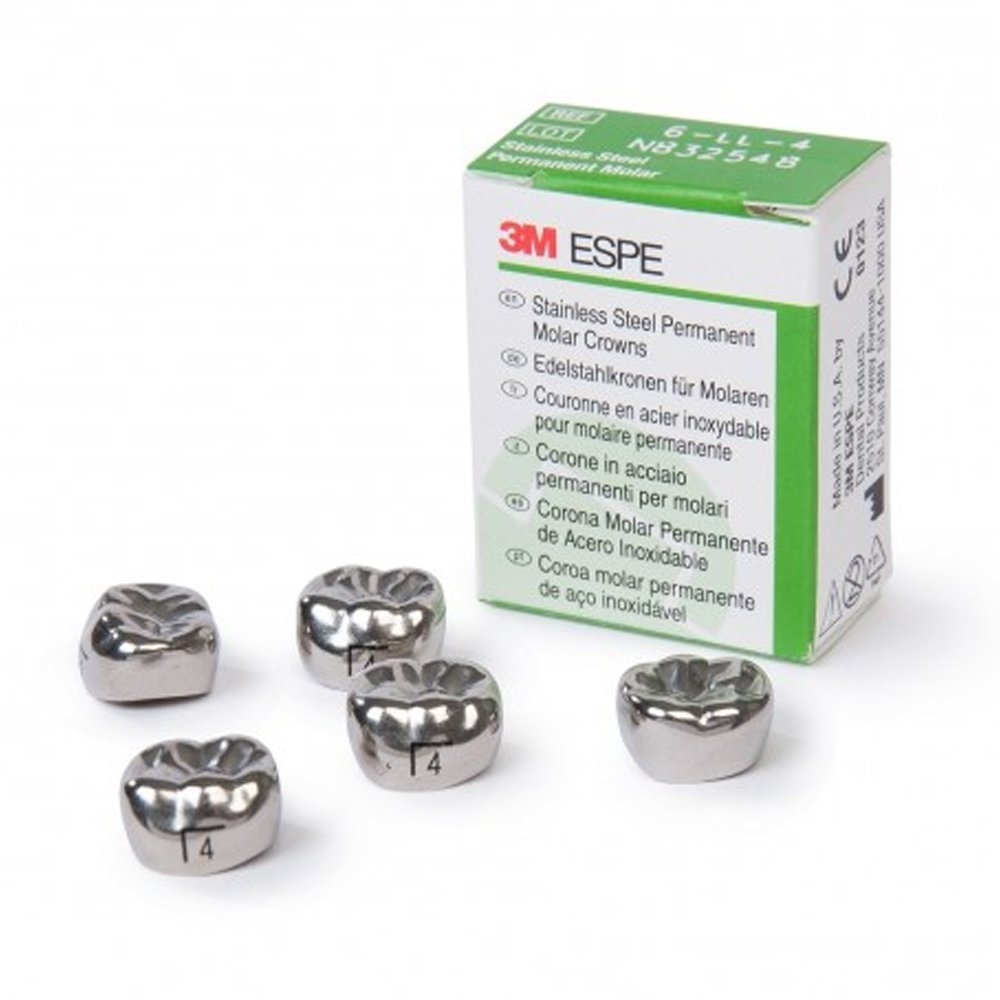 3M Stainless Steel Crown Lower Left E Size 5(Tooth 75) 2 Pack