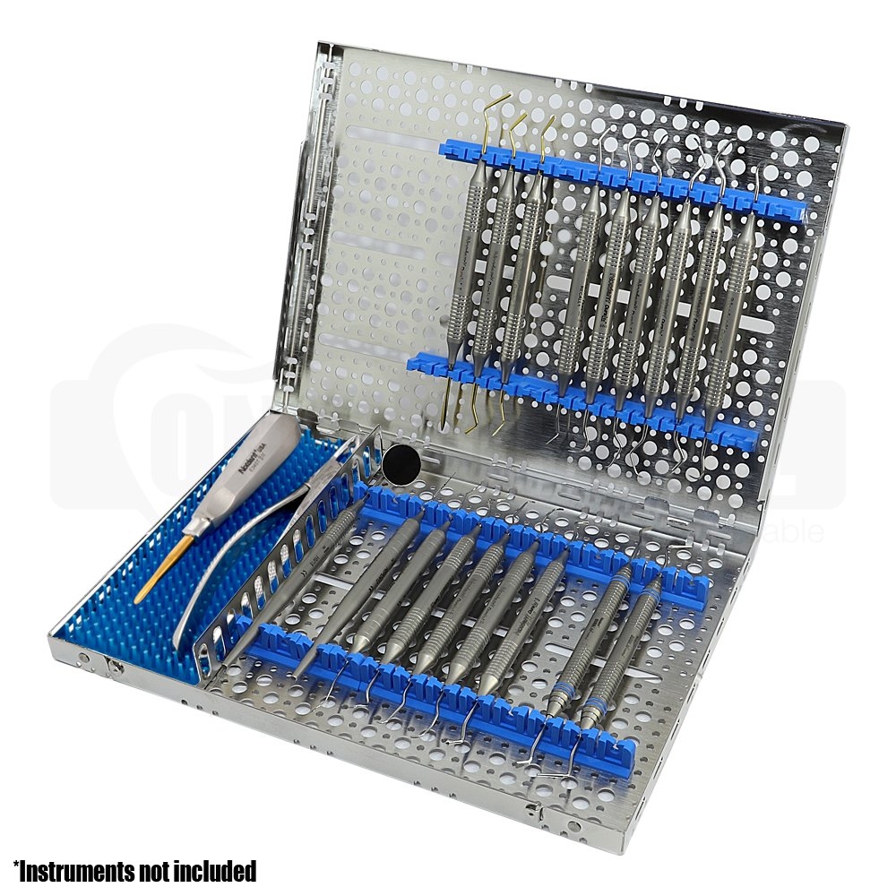 Cassette, Double Sided, Large, 24 Instruments with Divider and Mat, Blue