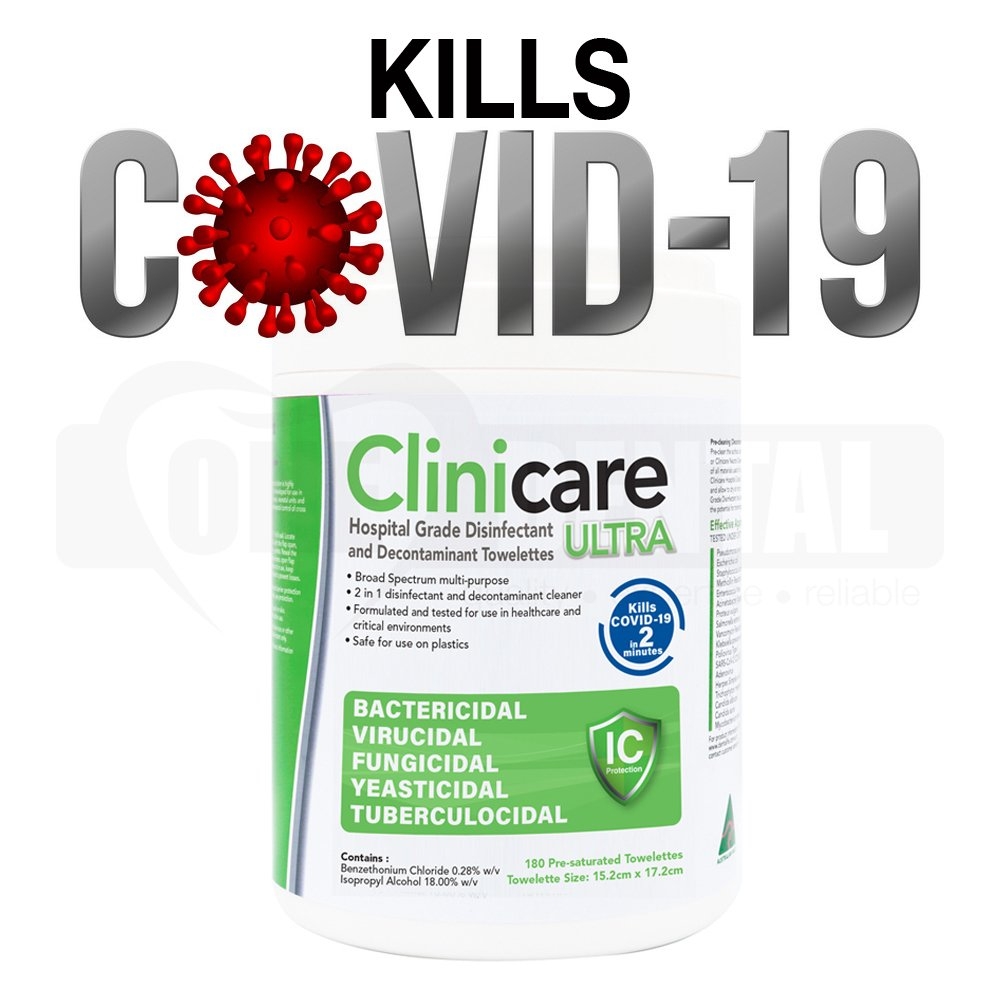 Clinicare HGD ULTRA (180) Thick Towelette (45gsm) Canister Kills COVID-19 in 2mi - Click for more info