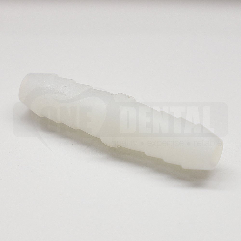 White double ended connector for facemask tubing (1)