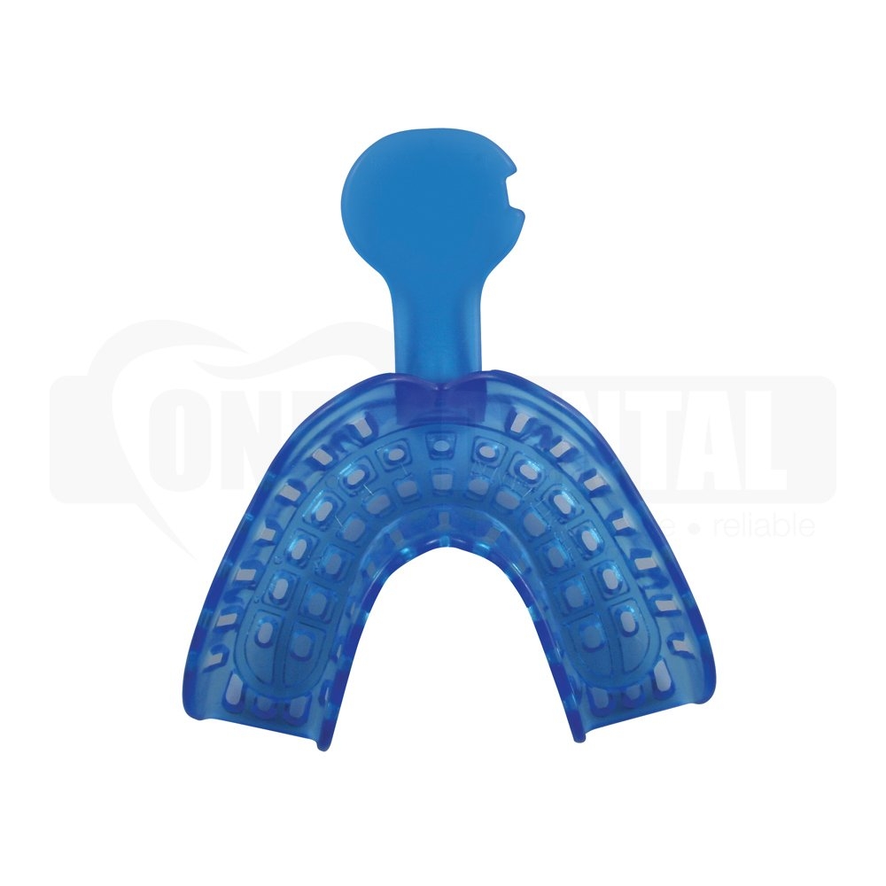 Impression Tray Perforated Medium Lower BLUE (48pc) Disposable