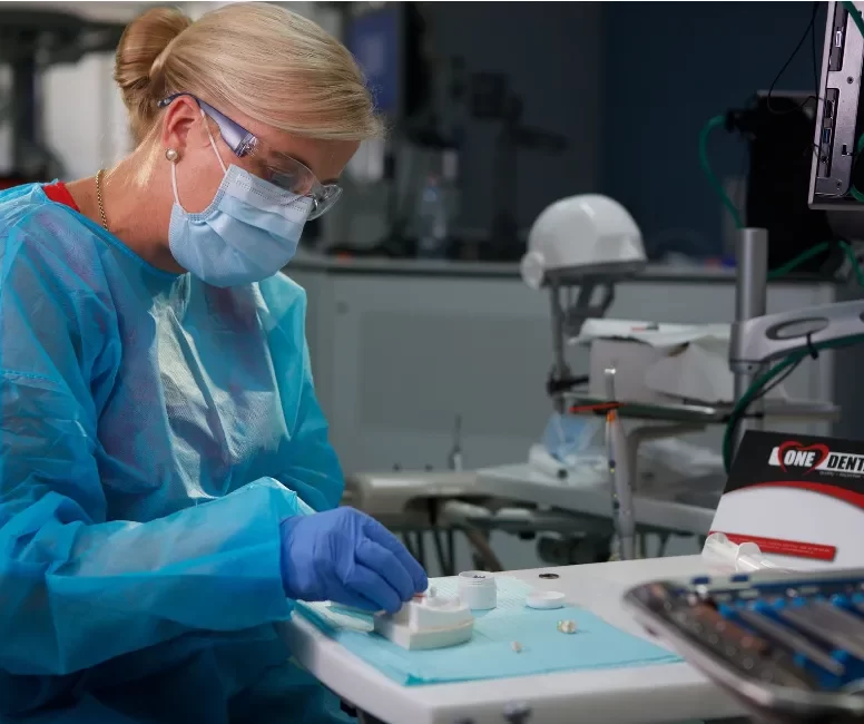 Dentist doing a demonstration