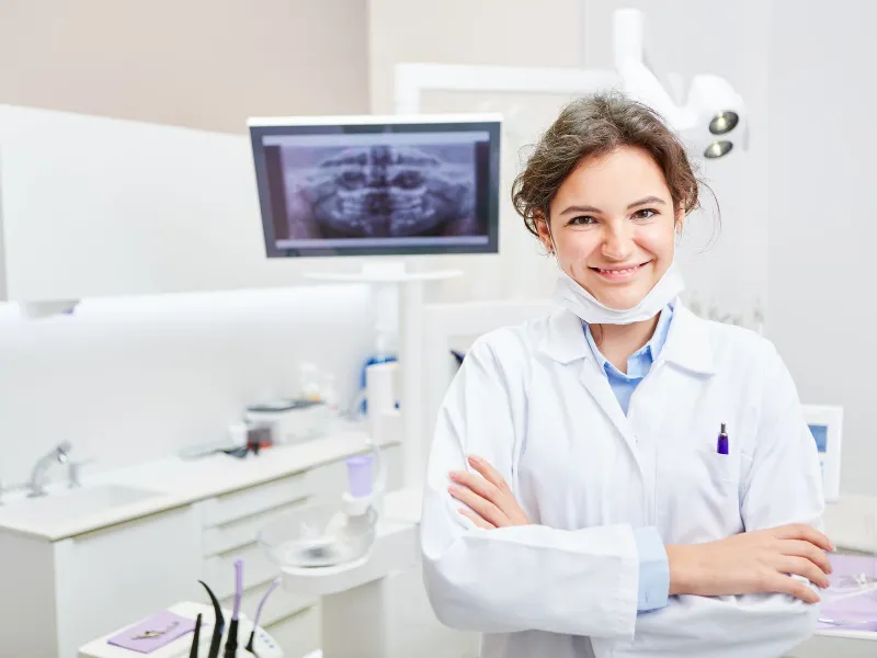 dental assistant in training in the dentist office