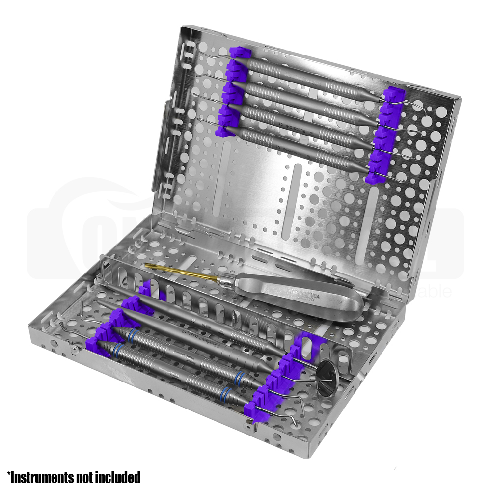 Cassette, Double Sided, Medium, 8 Instruments with Divider, Purple