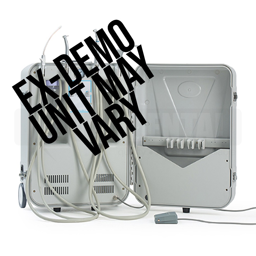 'EX-DEMO UNIT MAY VARY' watermark over a gray medical equipment cabinet with tubing and cables
