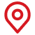 Red map pin with a circular target at its center indicating a location