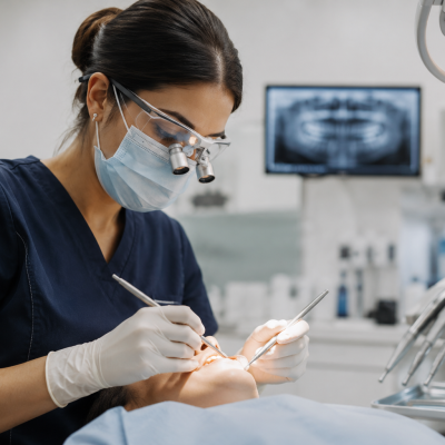 Dental professional demonstrating careful technique and attention to clinical standards