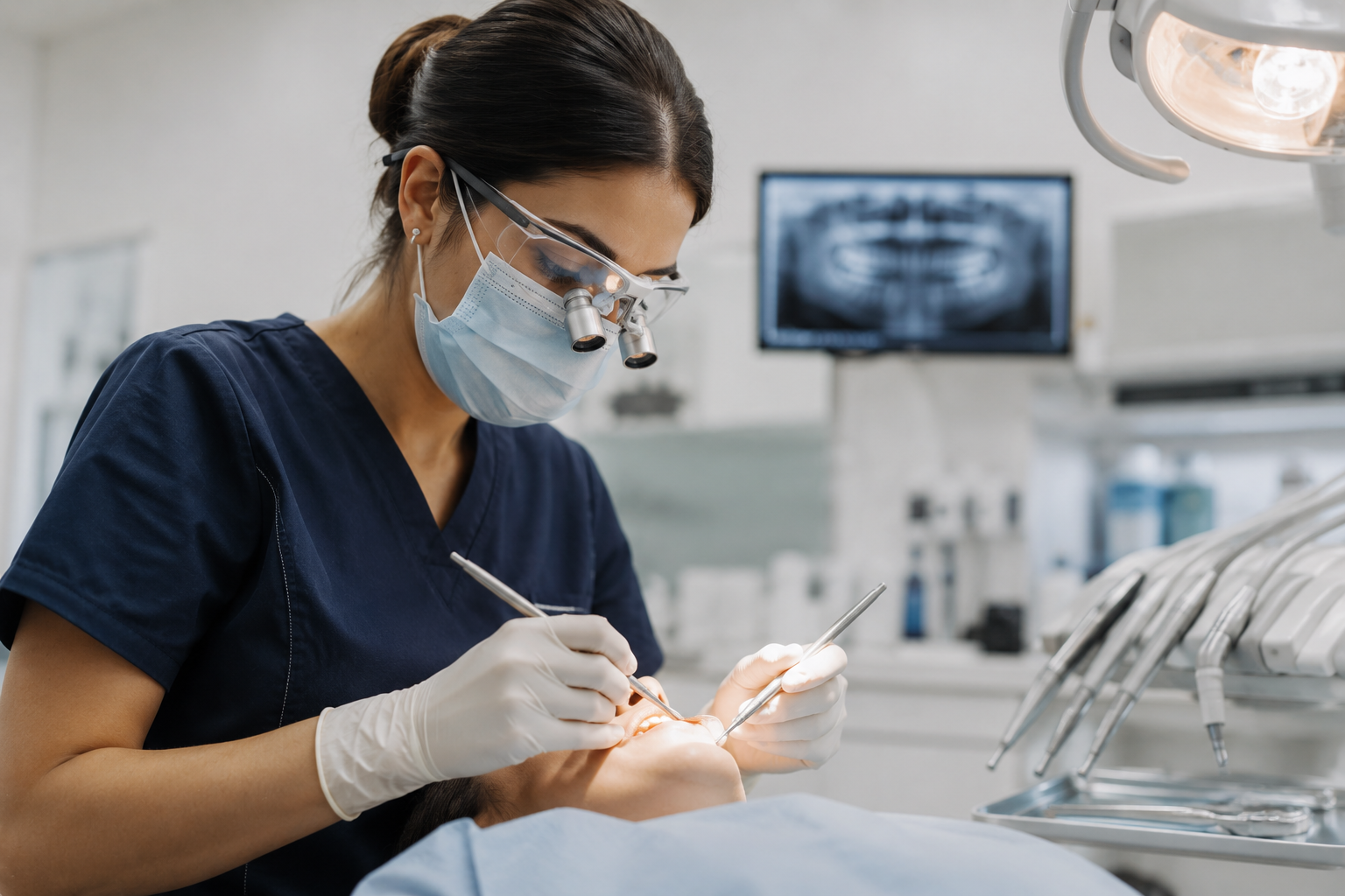 Dental professional demonstrating careful technique and attention to clinical standards