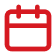 Red calendar icon button for scheduling or date selection